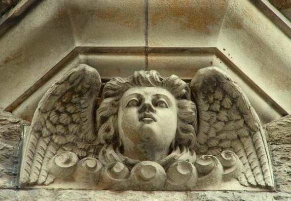 An angel in the architecture on Church House in Belfast. Great photo taken by 'Albert Bridge', and found on Wikimedia.